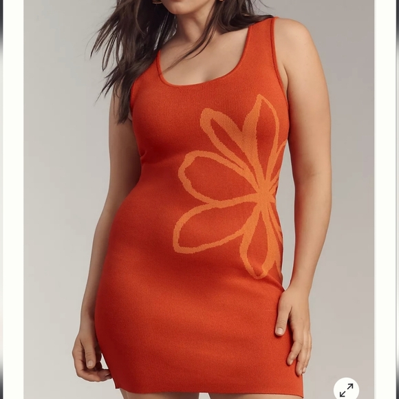 Flat White Sleeveless Square-Neck Flower-Printed Knit Mini Dress, Retail $148.00 - Picture 6 of 8